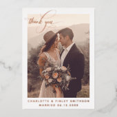  minimale persoonlijke bruiloft Hartelijk dank Folie Feestdagenkaart (Voorkant)