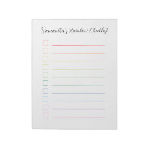 Minimale persoonlijke controlelijst voor regenboog notitieblok