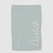 Minimale Persoonlijke naam voor script | Dusty Blu Golfhanddoek (Voorkant)