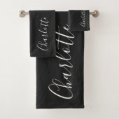 Minimale Persoonlijke naam voor script | Zwart wit Bad Handdoek (Insitu)