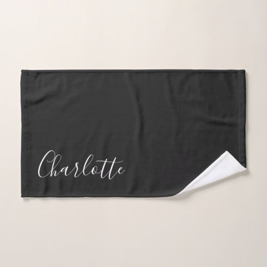 Minimale Persoonlijke naam voor script | Zwart wit Bad Handdoek (Handdoek)