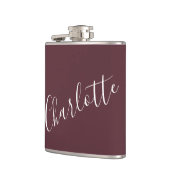 Minimale persoonlijke scriptnaam Burgundy Heupfles (Links)