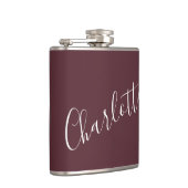 Minimale persoonlijke scriptnaam Burgundy Heupfles (Rechts)