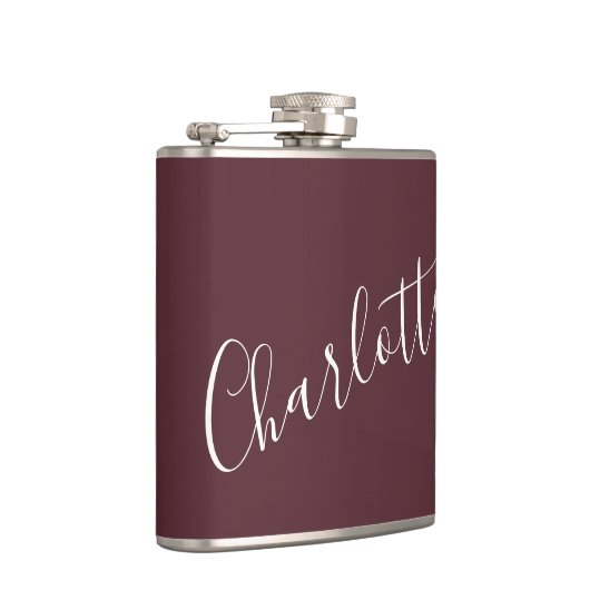 Minimale persoonlijke scriptnaam Burgundy Heupfles (Rechts)