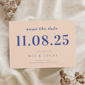 Minimale perzik blauw chique trouwdatum niet-foto save the date