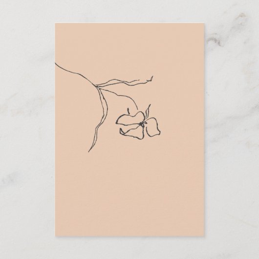 Minimale Perzik Fine Art Floral bruiloft receptie Informatiekaartje (Achterkant)