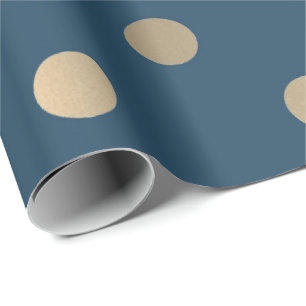 Minimale polaire Dots Blue Navy Gold Sepia metalen Cadeaupapier