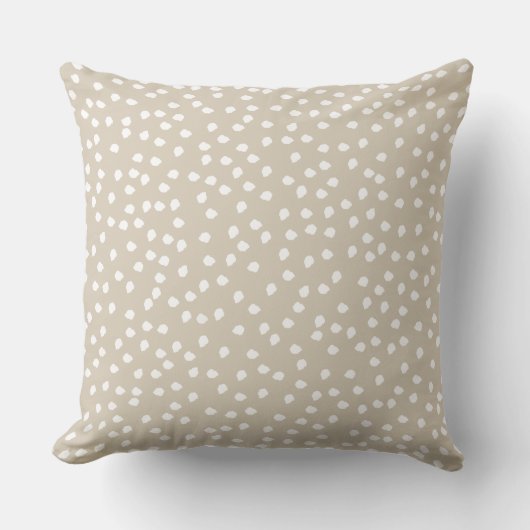 Minimale Polka Dot Beige en White Kussen (Voorkant)
