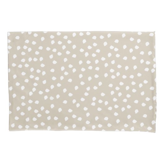 Minimale Polka Dot Beige en White Kussensloop (Voorkant)