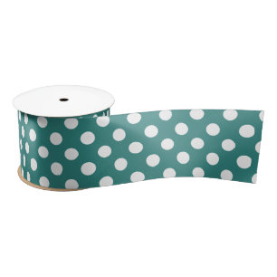 Minimale polka dots patroon Blauwgroen en wit Lint