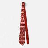 Minimale Polka Dots Patroon Cherry Rood en Wit Stropdas (Voorkant)