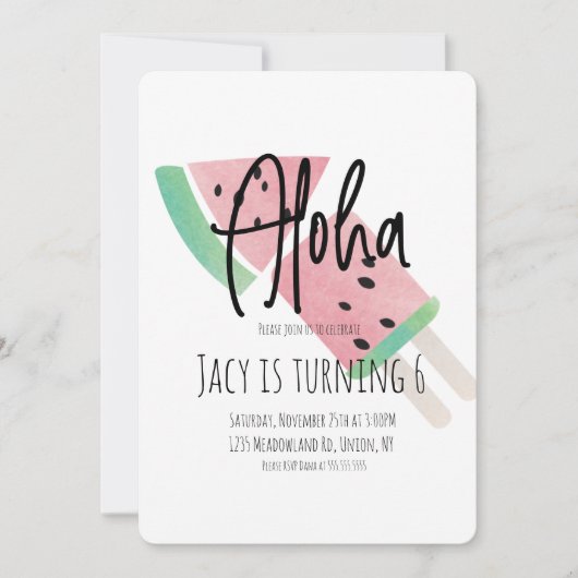 Minimale Pop Waterverf Watermeloen en Pop Kaart (Voorkant)