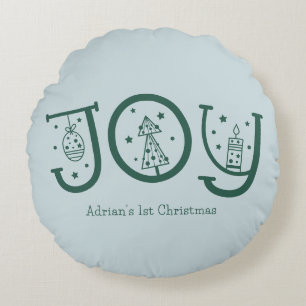 Minimale pret speelse vreugde grafische kerstcadea rond kussen
