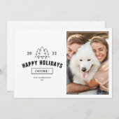 Minimale Prettige feestdagen Multi Photo Dog Feestdagenkaart (Voorkant / Achterkant)