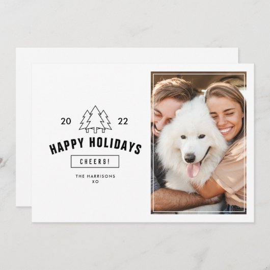 Minimale Prettige feestdagen Multi Photo Dog Feestdagenkaart (Voorkant / Achterkant)