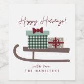 Minimale Prettige feestdagen Wijn Etiket (Enkel label)