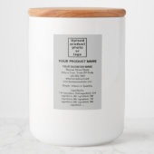 Minimale productinformatie op grijs portret voedselcontainer etiket (Voorkant)