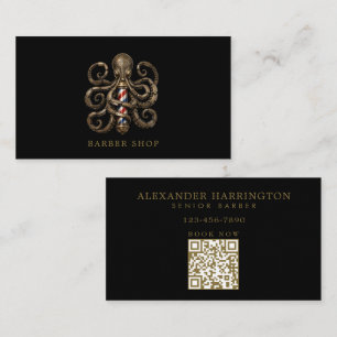 Minimale professionele herenkapper Bronze Octopus  Visitekaartje
