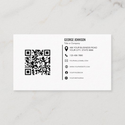 Minimale professionele Logo QR-code Visitekaartje (Voorkant)