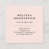 Minimale professionele moderne Blush roze Vierkante Visitekaartje (Achterkant)