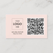 Minimale professionele QR-code Blush roze Visitekaartje (Voorkant)