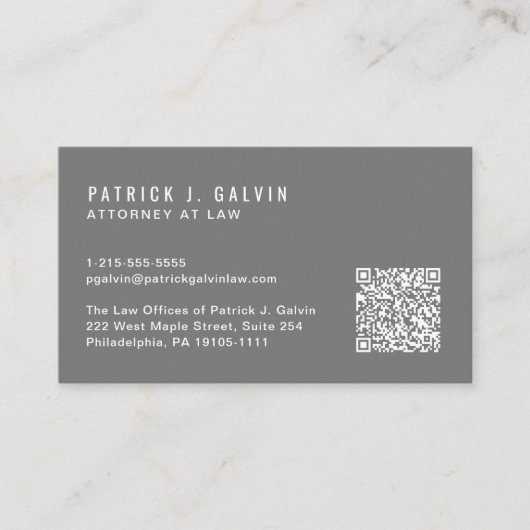 Minimale professionele QR code grijs Visitekaartje (Voorkant)