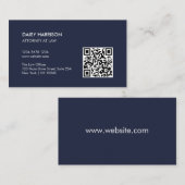 Minimale professionele QR-code Navy Blue Visitekaartje (Voorkant / Achterkant)