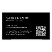 Minimale professionele QR-code zwart Magnetisch Visitekaartje (Voorkant)