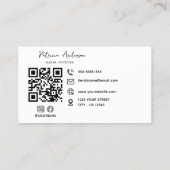 Minimale professionele QR-code zwart wit Visitekaartje (Achterkant)