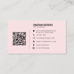 Minimale professionele roze Logo QR-code van het b Visitekaartje