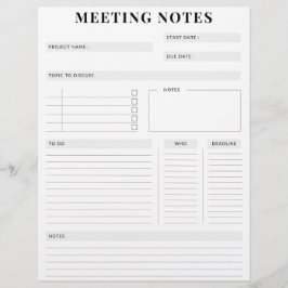 Minimale professionele vergadernotities Planner Briefhoofd