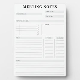 Minimale professionele vergadernotities Planner Fotoplaat
