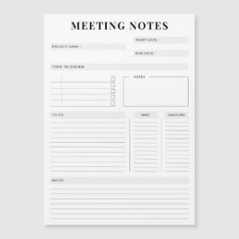 Minimale professionele vergadernotities Planner Magnetische Uitnodiging