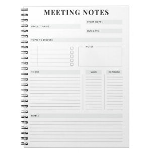 Minimale professionele vergadernotities Planner Notitieboek