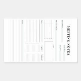 Minimale professionele vergadernotities Planner Rechthoekige Sticker