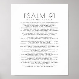 Minimale psalm 91 boven mijn familie Christelijk Poster
