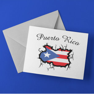Minimale Puerto Rico-kaart Nationale vlag Briefkaart