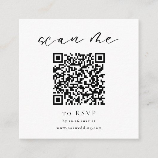 Minimale QR-code bruiloft RSVP-Kaart Informatiekaartje (Voorkant)