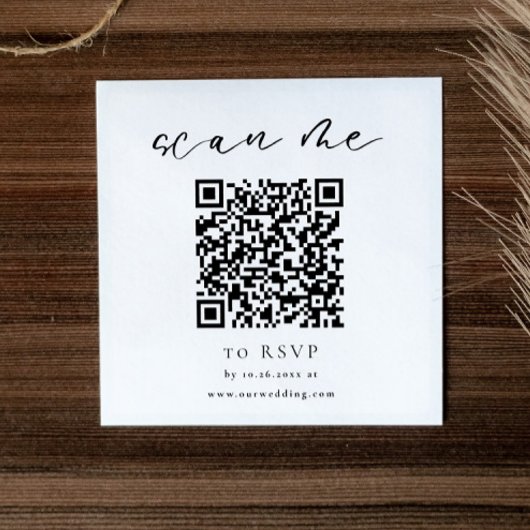 Minimale QR-code bruiloft RSVP-Kaart Informatiekaartje