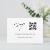 Minimale QR-code bruiloft RSVP Kaartje (Staand voorkant)