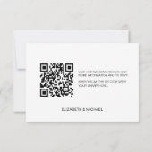 Minimale QR code bruiloft website Seats is gereser RSVP Kaartje (Achterkant)