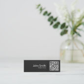 Minimale QR-code elegant zwart Mini Visitekaartje (Staand voorkant)