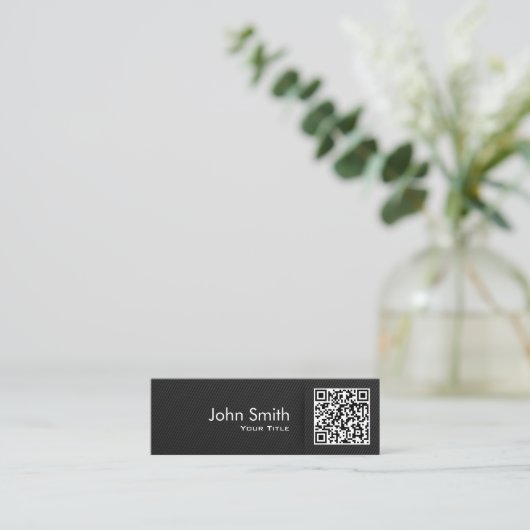Minimale QR-code elegant zwart Mini Visitekaartje (Staand voorkant)