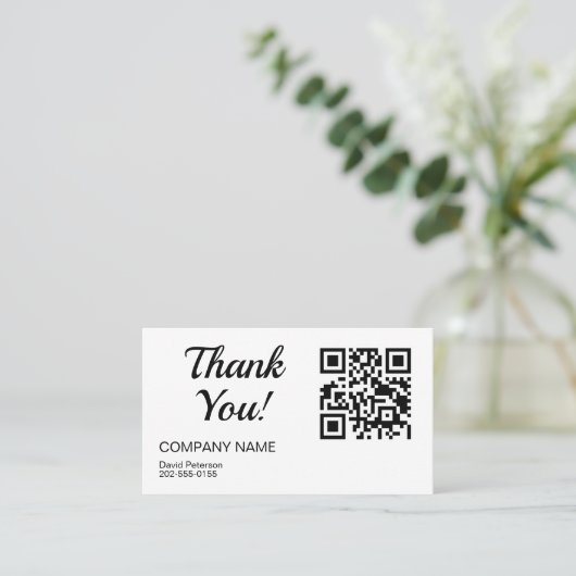 Minimale QR-code Hartelijk dank voor uw bedrijf Visitekaartje (Staand voorkant)