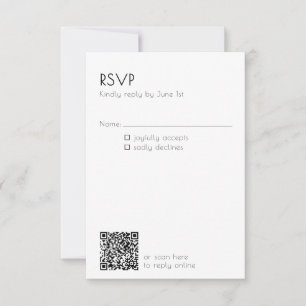 Minimale QR-code huwelijksdetails Modern RSVP Kaartje