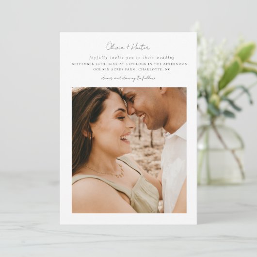 Minimale QR-code in één bruiloft Kaart (Staand voorkant)