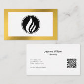 Minimale QR Code logo met gouden lijsten visitekaa Visitekaartje (Voorkant / Achterkant)
