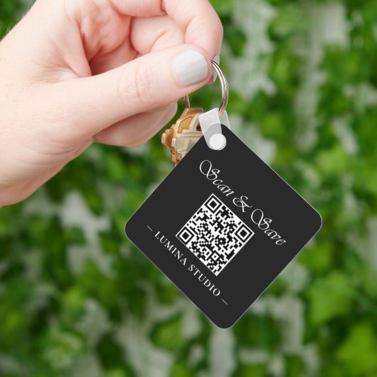 Minimale QR-code loyaliteitsbeloning Sleutelhanger (Hand)