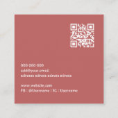 Minimale QR-code roos terracotta blad Vierkante Visitekaartje (Achterkant)