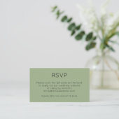 Minimale QR-code Sage Green Wedding RSVP Informatiekaartje (Staand voorkant)